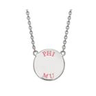 Phi Mu Enamel Sterling Silver Disc Pendant Necklace