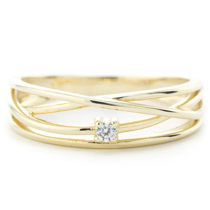Silver Treasures Crossover Wrap Womens Clear Gold Over Silver Stackable Ring