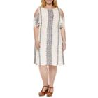 Studio 1 Short Sleeve Embroidered Sheath Dress - Plus