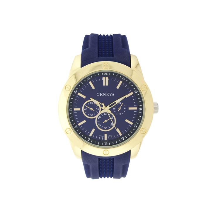 Geneva Mens Blue Silicone Strap Watch