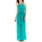 Love Reigns Sleeveless Gauze Necklace-trim Maxi Dress