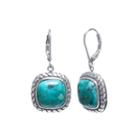 Enhanced Turquoise Sterling Silver Square Earrings
