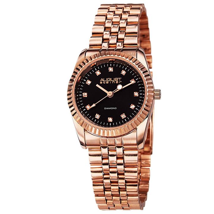 August Steiner Womens Rose Goldtone Strap Watch-as-8046rg