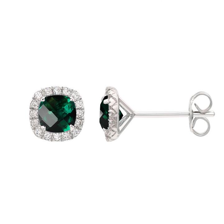 Lab Created Green Emerald 1/4 Inch Stud Earrings