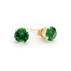 Lab-created 6mm Emerald 10k Yellow Gold Stud Earrings