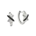 1/10 Ct. T.w. White And Color-enhanced Black Diamond Sterling Silver Hoop Earrings