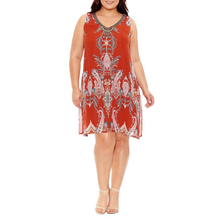 Studio 1 Sleeveless Beaded Sheath Dress-plus