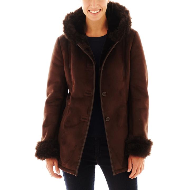 Excelled Hooded Faux-shearling Jacket