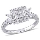 Womens 1 Ct. T.w. Genuine Princess White Diamond 14k Gold Engagement Ring