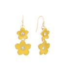 Liz Claiborne Flower Drop Earring Yellow And Goldtone