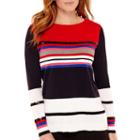 Liz Claiborne Long-sleeve High-low Striped Sequin Sweater