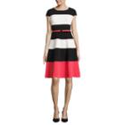 R & K Originals Short Sleeve Stripe Fit & Flare Dress