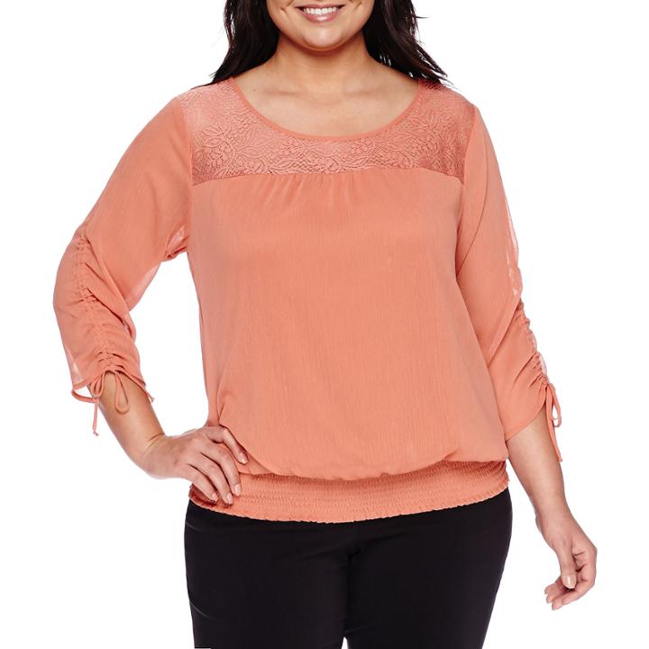 Alyx 3/4 Tie-sleeve Lace Detail Blouse - Plus