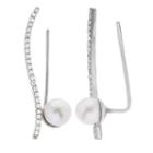 5.5-6mm Cultured Freshwater Pearl And Genuine White Topsz Sterling Silver Climber Earrings