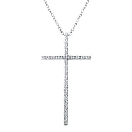 1/5 Ct. T.w. Diamond Sterling Silver Cross Pendant Necklace