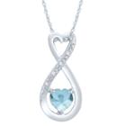 Diamond Accent Blue Aquamarine Heart Sterling Silver Pendant