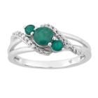 Womens 1/8 Ct. T.w. Genuine Emerald Green 10k White Gold Cocktail Ring