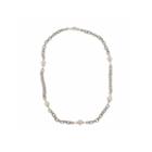 Cultured Freshwater Button Pearl Diamond-cut Sterling Silver Chain Necklace