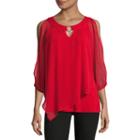 By & By 3/4 Sleeve Chiffon Blouse-juniors