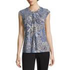 Liz Claiborne Cap Sleeve Twist Neck Knit Blouse