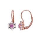 Genuine Pink And White Sapphire Earrings