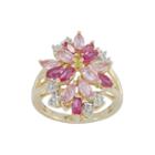 Lab-created Ruby Pink & White Sapphire Flower Ringin 14k Gold Over Silver