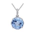 Genuine Blue Topaz And Diamond-accent 10k White Gold Pendant Necklace
