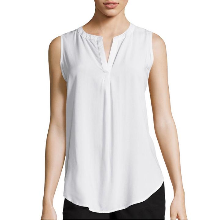 Liz Claiborne Sleeveless Split-neck Tunic Top