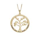 Personalized 18k Yellow Gold Over Silver Family Tree Name Pendant Necklace