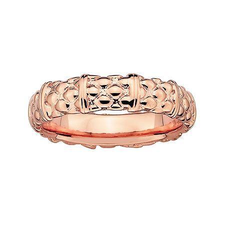 Personally Stackable 18k Rose Gold Over Sterling Stackable 3.5mm Cable Ring