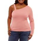 Arizona One Shoulder Long Sleeve Top- Juniors Plus
