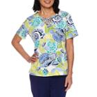 Alfred Dunner Cable Beach Short Sleeve V Neck T-shirt