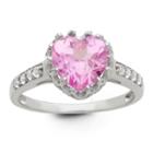 Womens Lab Created Sapphire Pink Sterling Silver Heart Cocktail Ring