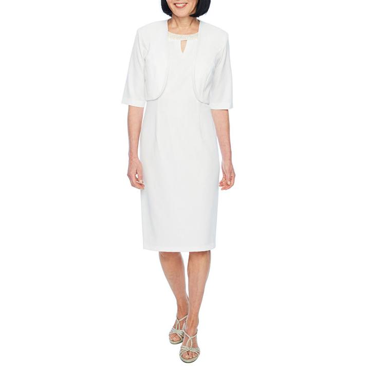 Maya Brooke 3/4 Sleeve Embellished Sheath Dress