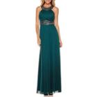 One By Eight Sleeveless Beaded Halter Formal Gown