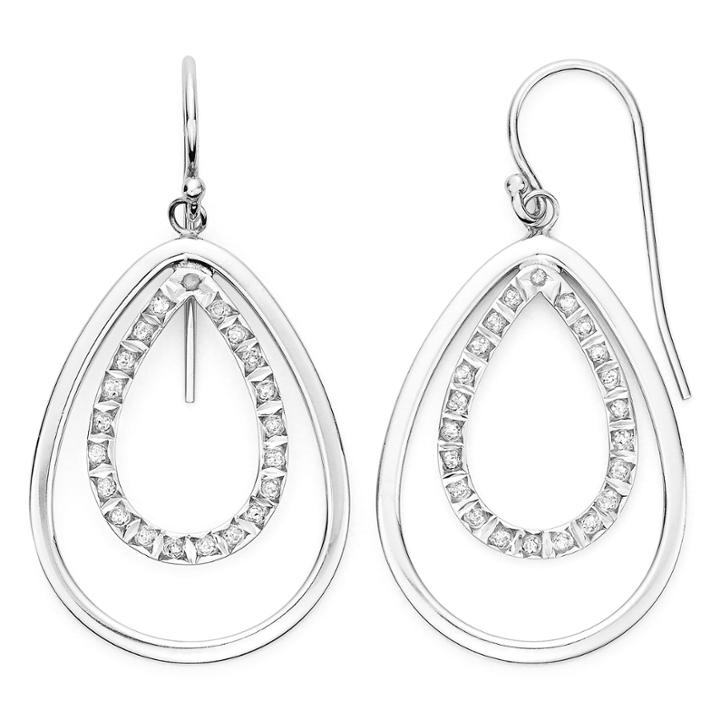Diamond Fascination&trade; Sterling Silver Double Teardrop Earrings