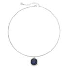 Monet Blue Stone Silver-tone Pendant Necklace