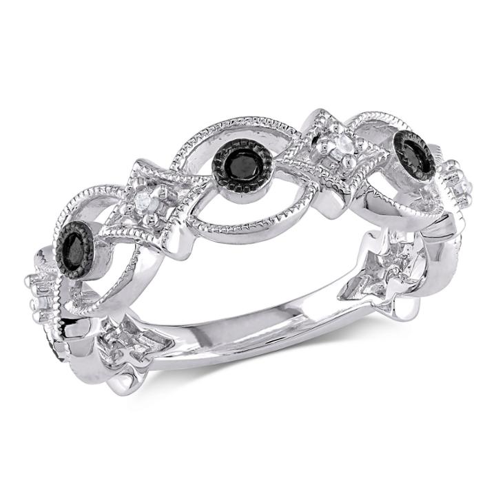 Womens 1/6 Ct. T.w. Color Enhanced Black Diamond Sterling Silver Wedding Band
