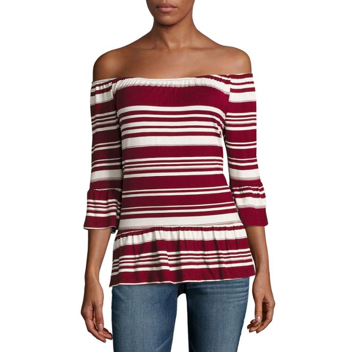 Fred David 3/4 Sleeve Peplum Top