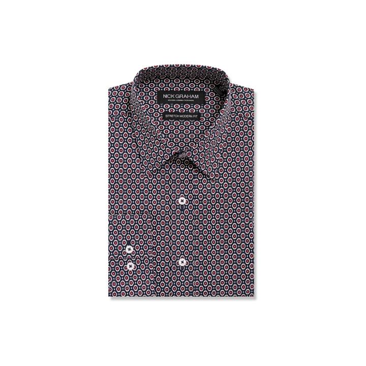 Graham And Co Long Sleeve Woven Pattern Dress Shirt - Fitted