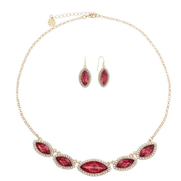 Monet Jewelry Womens 2-pc. Pink And Goldtone Frontal Necklace Set