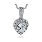 Lab-created White Sapphire Sterling Silver Heart Pendant Necklace