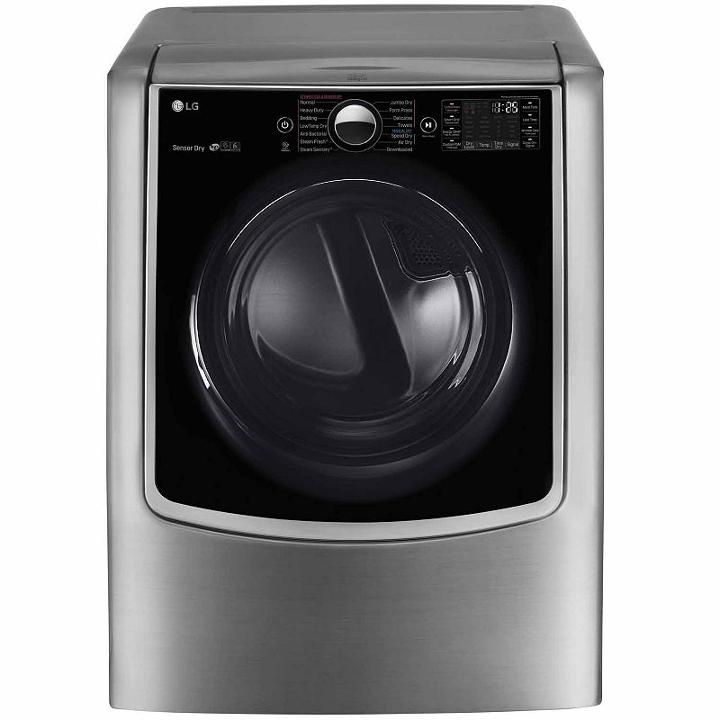 Lg 9.0 Cu. Ft. Mega Capacity Smart Wi-fi Enabled Turbosteam Electric Dryer With On-door Control Panel - Dlex9000v
