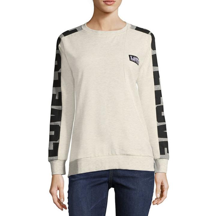 Inspired Hearts Long Sleeve Crew Neck T-shirt-womens Juniors