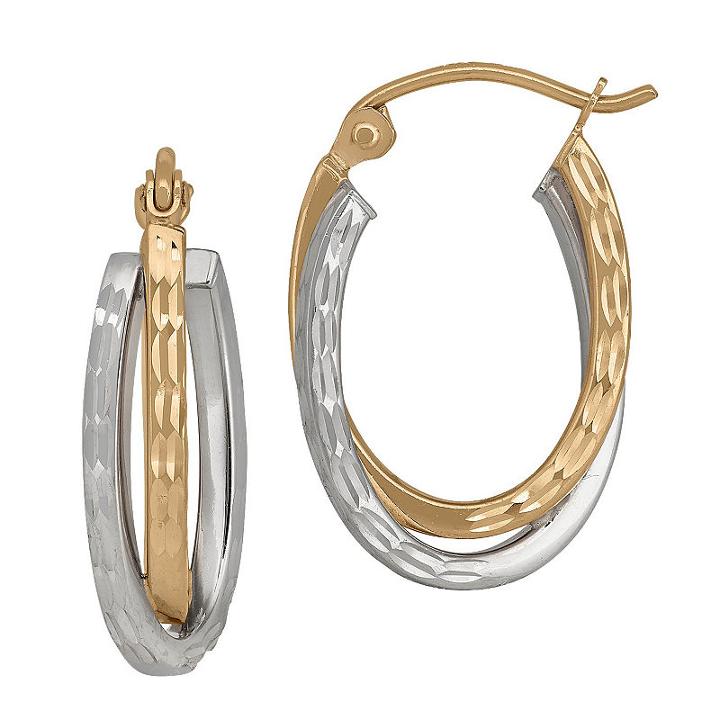 14k Two Tone Gold 19mm Hoop Earrings