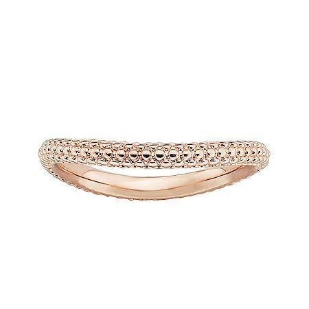 Personally Stackable 18k Rose Gold Over Sterling Silver Beaded Dome Wave Ring