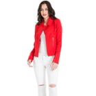 Red Asymmetric Zip Blazer Jacket