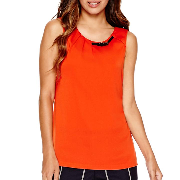 Worthington Sleeveless Buckle Blouse