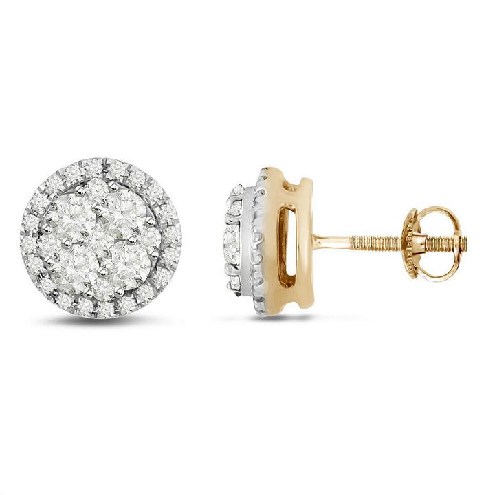 1/2 Ct. T.w. Genuine White Diamond 14k Gold 5.2mm Hoop Earrings