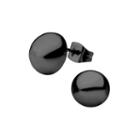Stainless Steel And Black Ip 10mm Hollow Button Stud Earrings